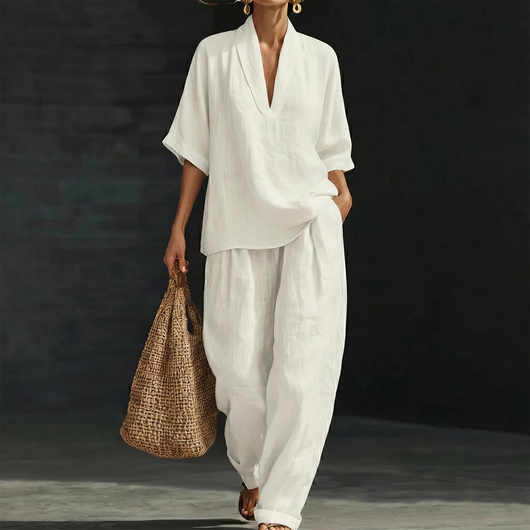 Casual Cozy Minimalist Linen Two-piece Set