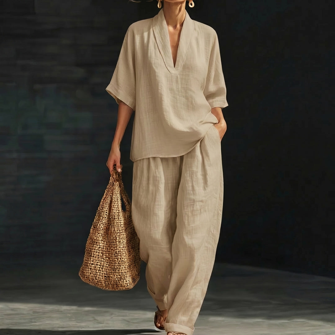 Casual Cozy Minimalist Linen Two-piece Set