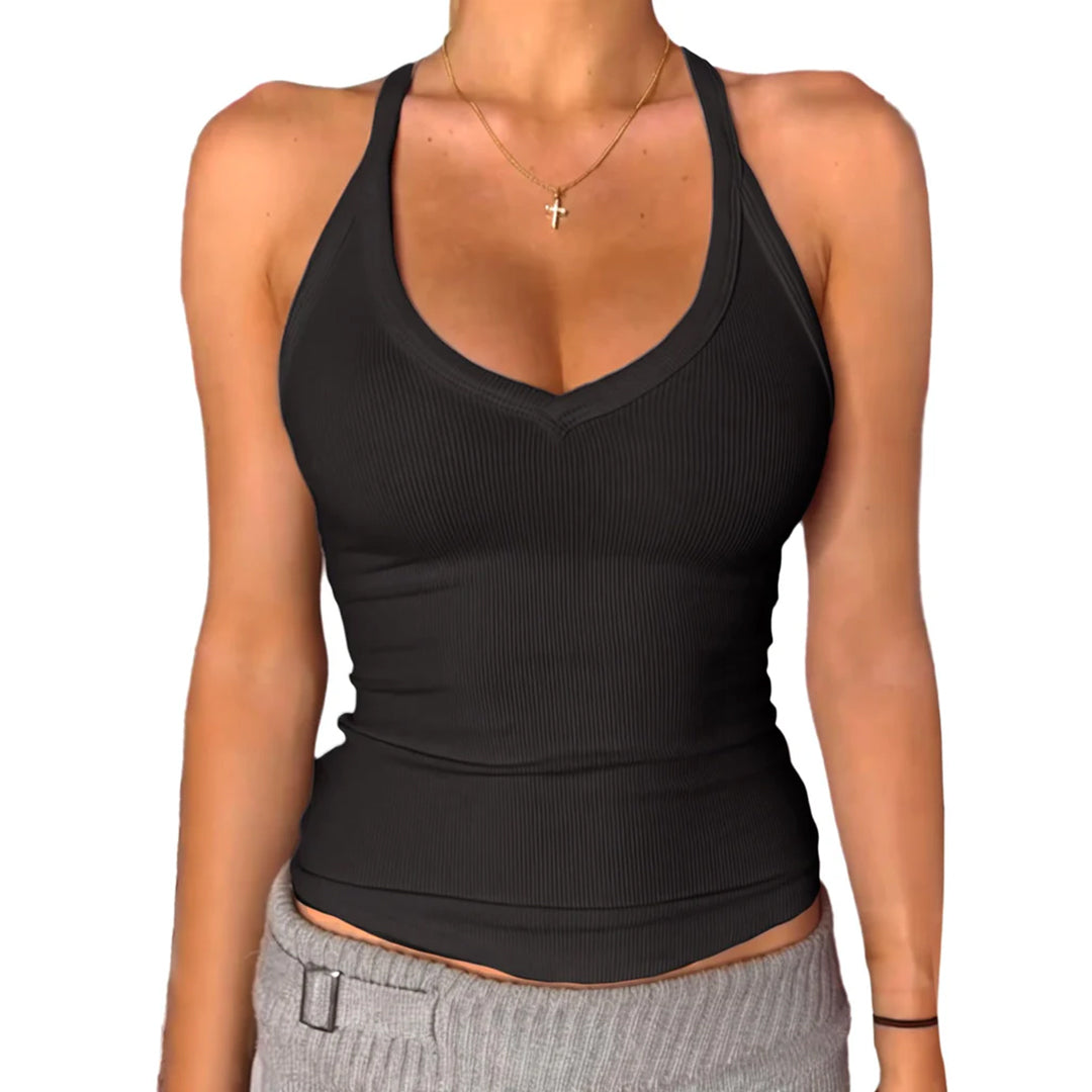 Sexy Halter Tank Top With Padded Bra 2 Pieces