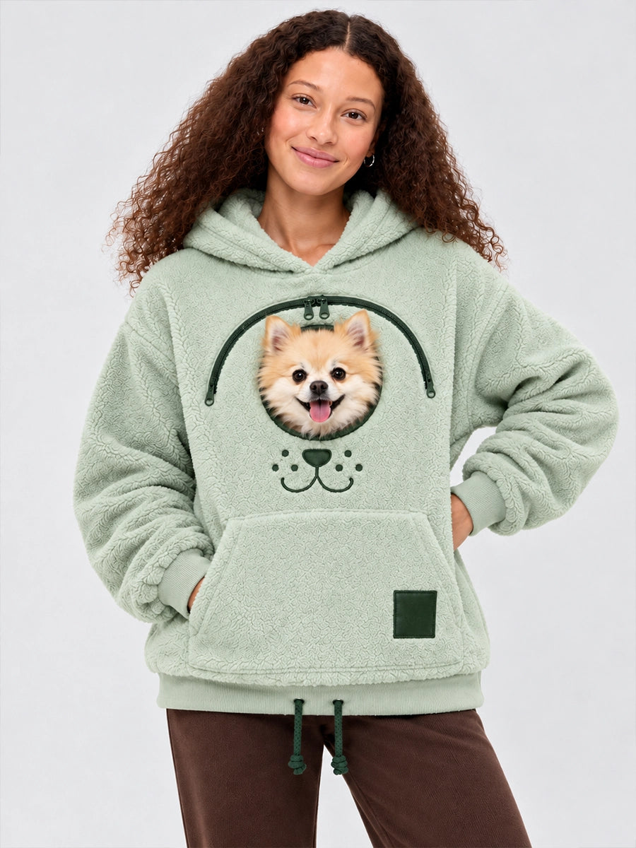 Women’s Fleece Pet-Carrier Hoodie with Front Pouch
