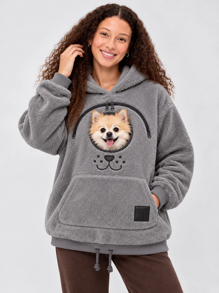 Women’s Fleece Pet-Carrier Hoodie with Front Pouch