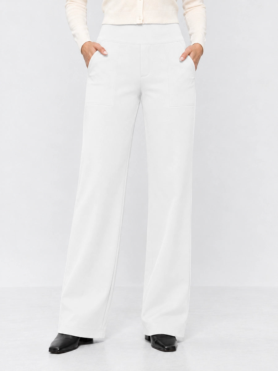Fleece-Lined High-Waist Straight-Leg Pants for Chilly Days