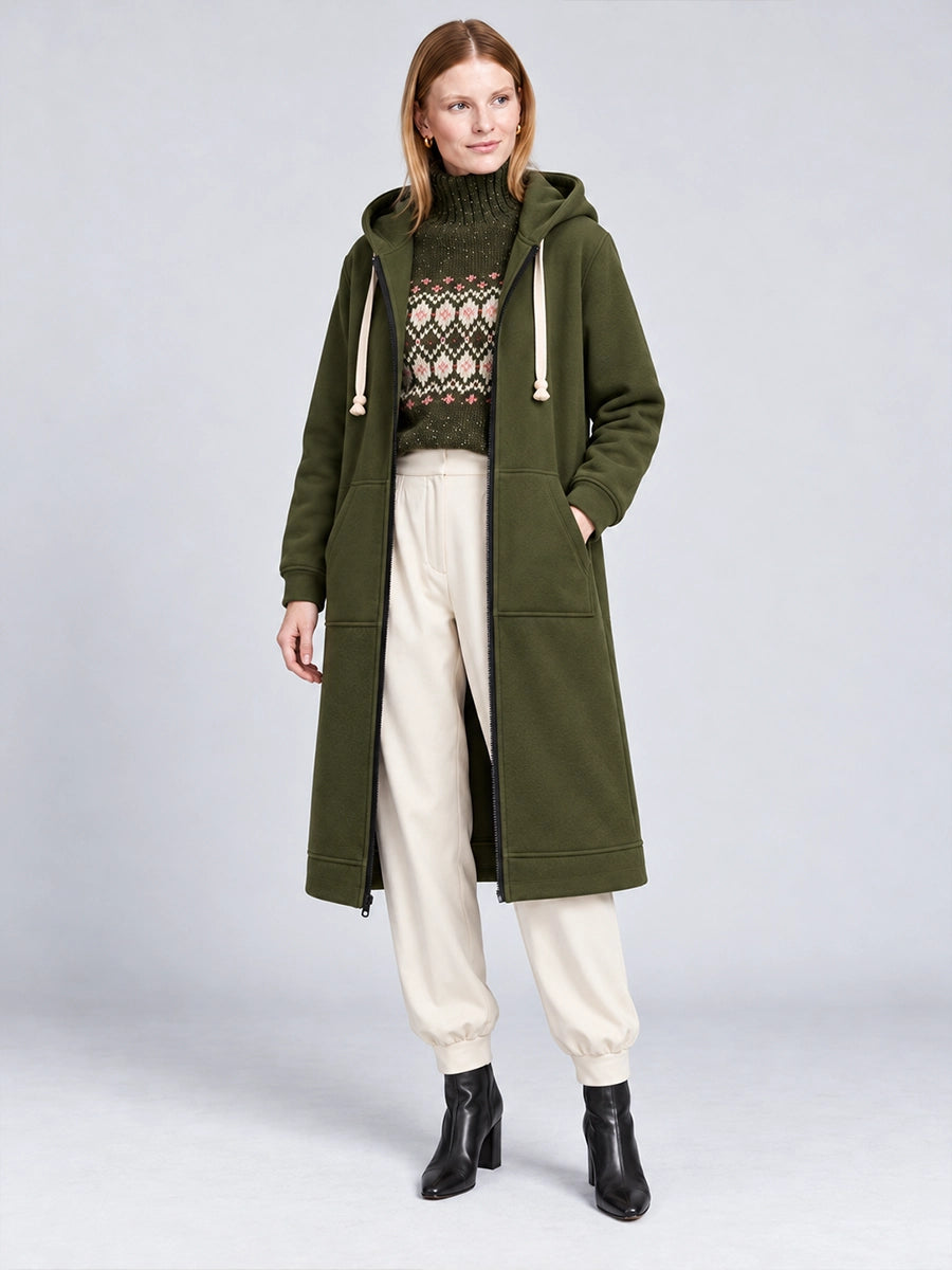 Longline Zip-Up Casual Jacket for Everyday Layering