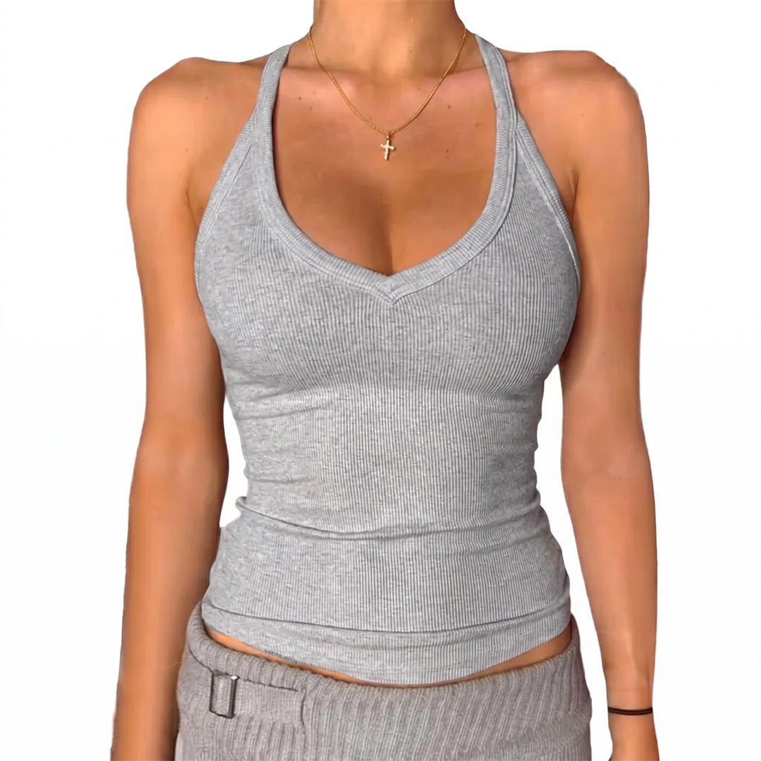Sexy Halter Tank Top With Padded Bra 2 Pieces