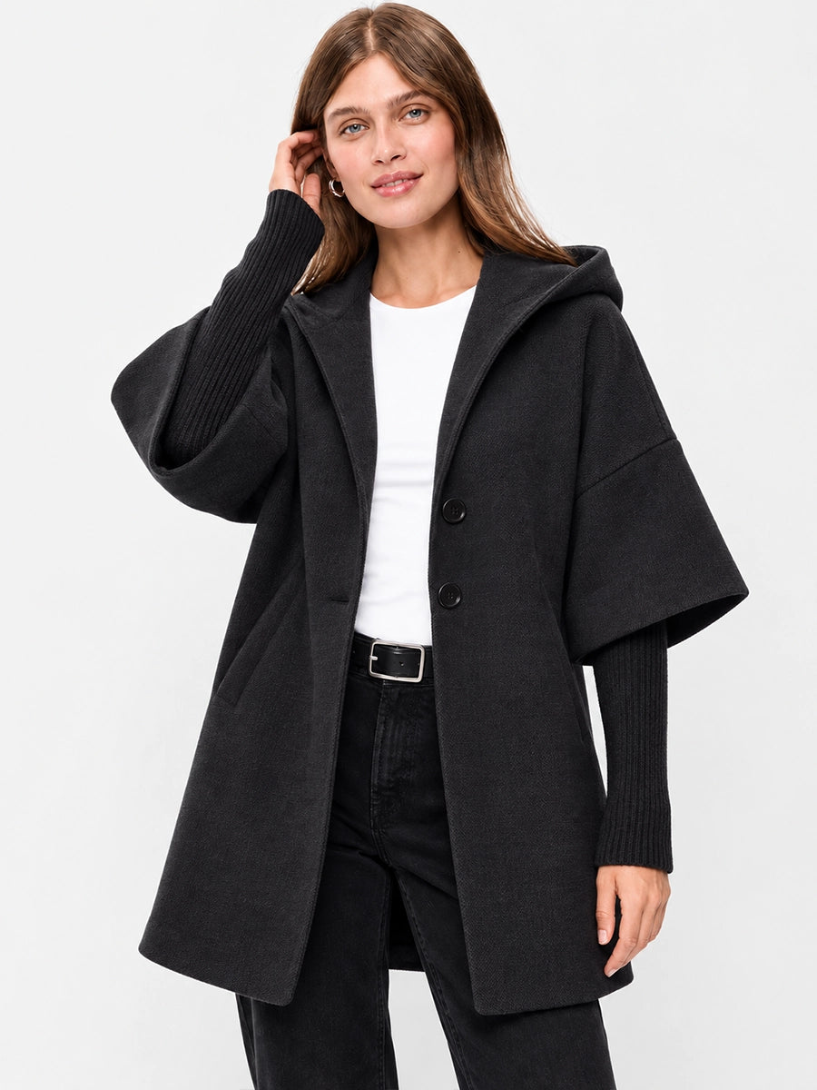 Women’s Faux Two-Piece Hooded Jacket for Casual Layering