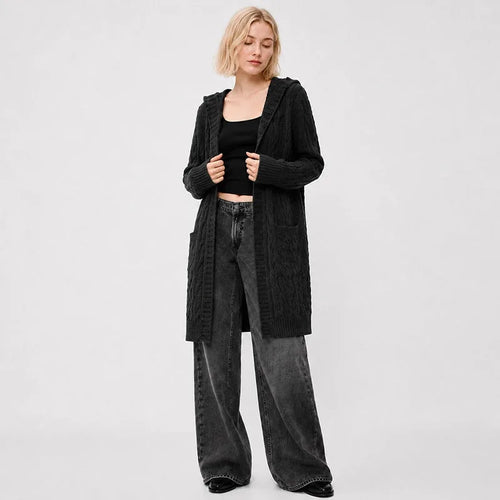 Women’s Oversized Cable-Knit Hooded Cardigan