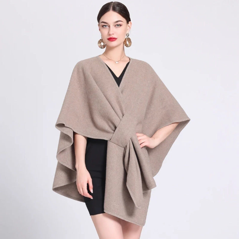 Women’s Vintage Wool-Look Cape Wrap Shawl