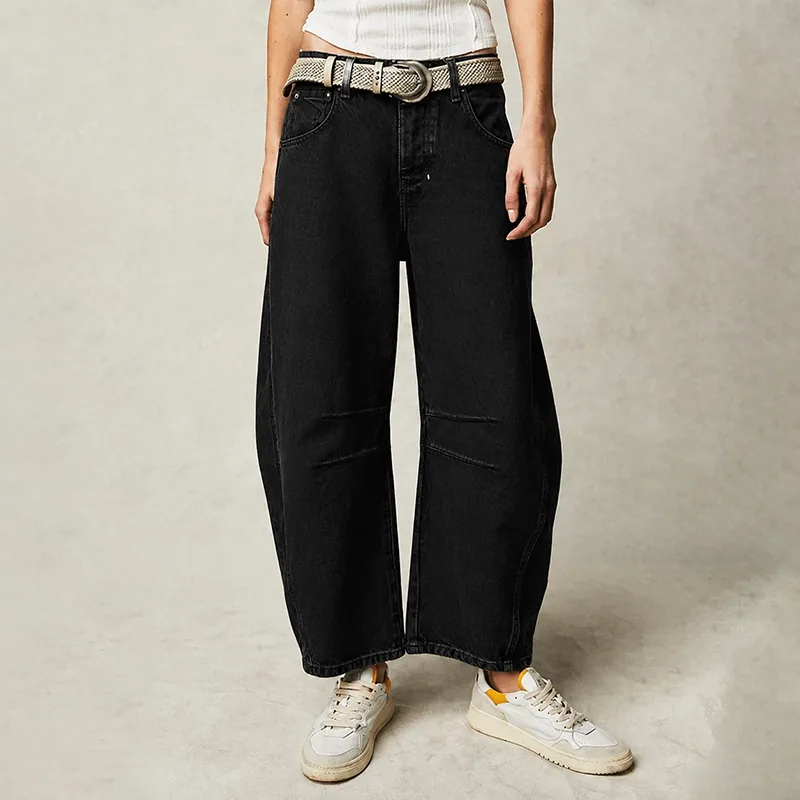 Women’s Relaxed Wide-Leg Washed Jeans