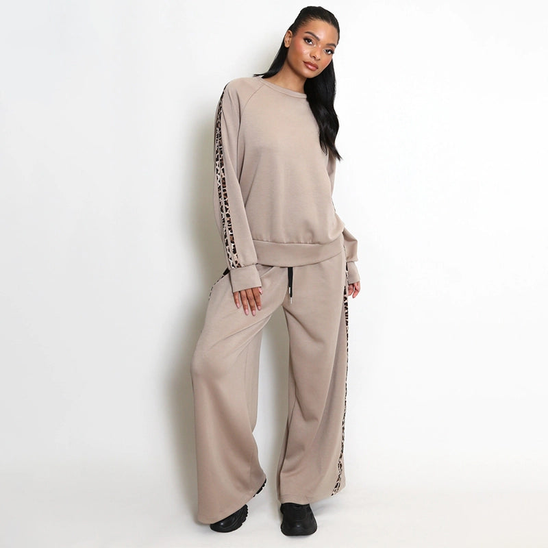 Women’s Leopard Side-Stripe Sweatshirt and Pants Set