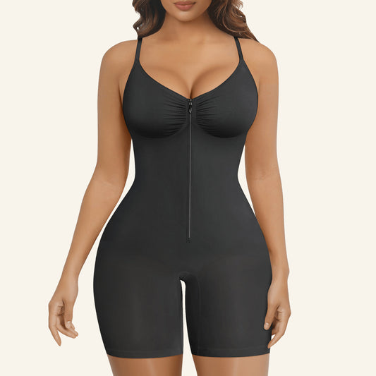 Zip-Up Tummy Control Short Bodysuit