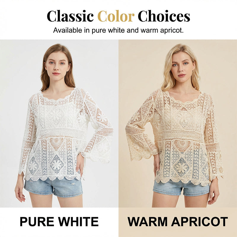 👒 🌊 Vintage-Inspired Lace Cover-Up Blouse