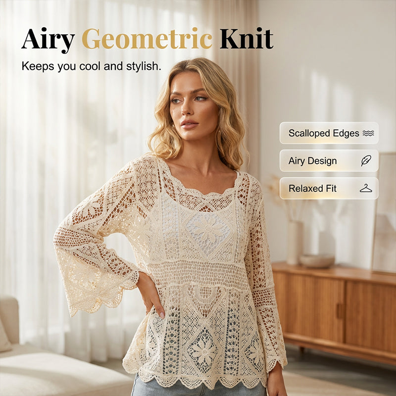 👒 🌊 Vintage-Inspired Lace Cover-Up Blouse