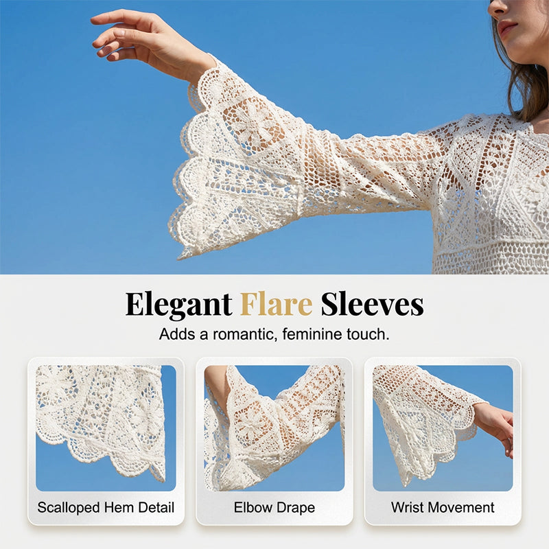 👒 🌊 Vintage-Inspired Lace Cover-Up Blouse