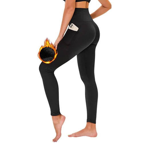 Fleece Lined Leggings for Women with Pockets