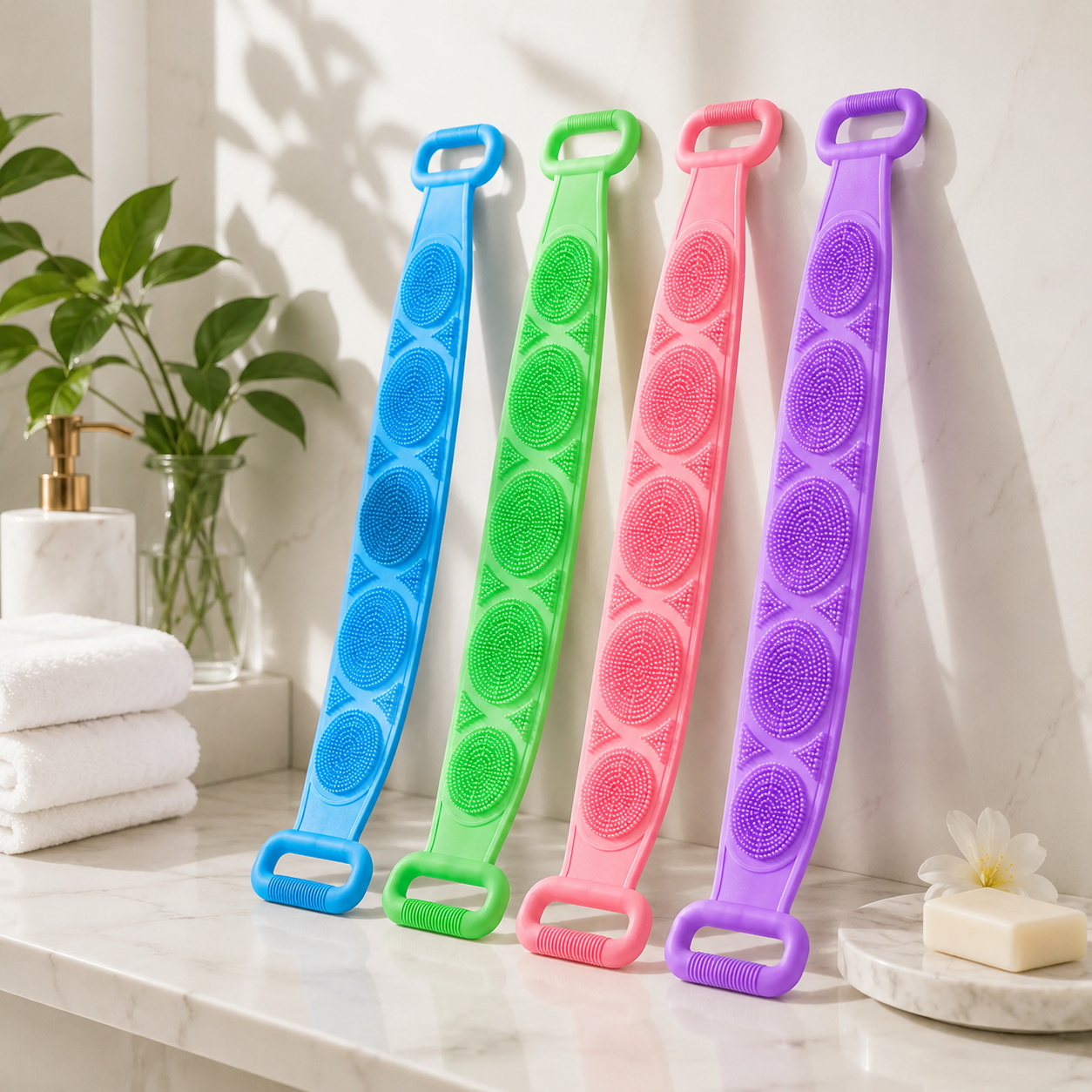 Long-Handle Exfoliating Back Scrubber – 2 Pack - image 3
