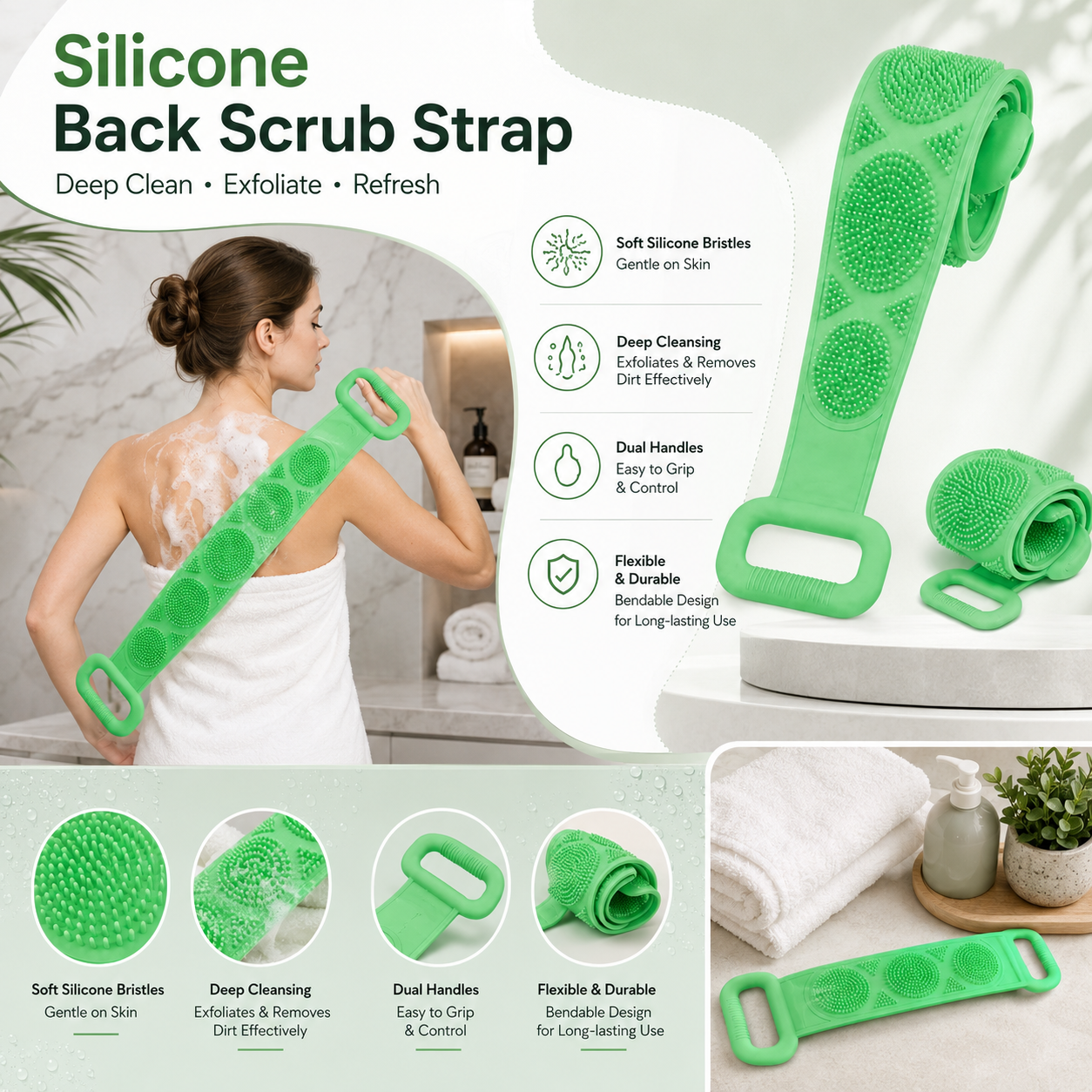 Long-Handle Exfoliating Back Scrubber – 2 Pack - image 8