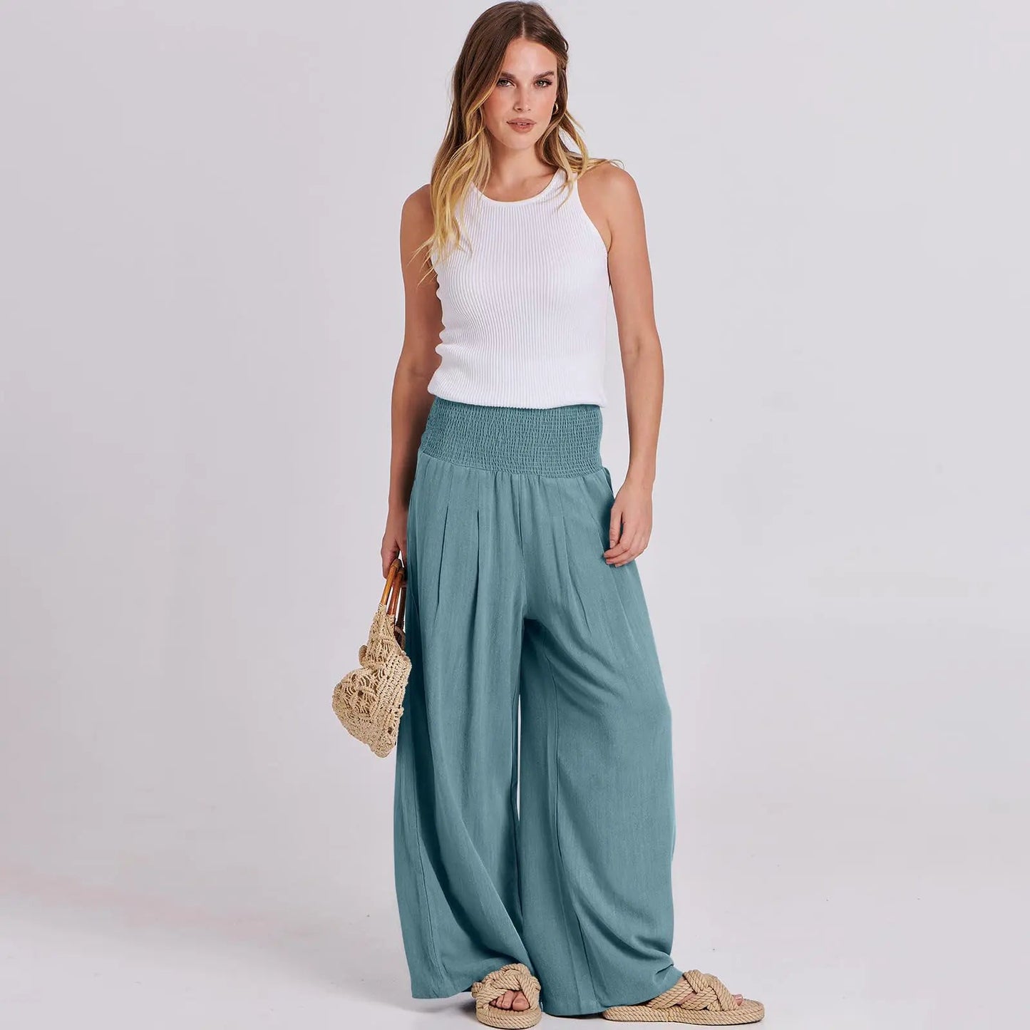Women's Linen Wide Leg Palazzo Pants - image 2