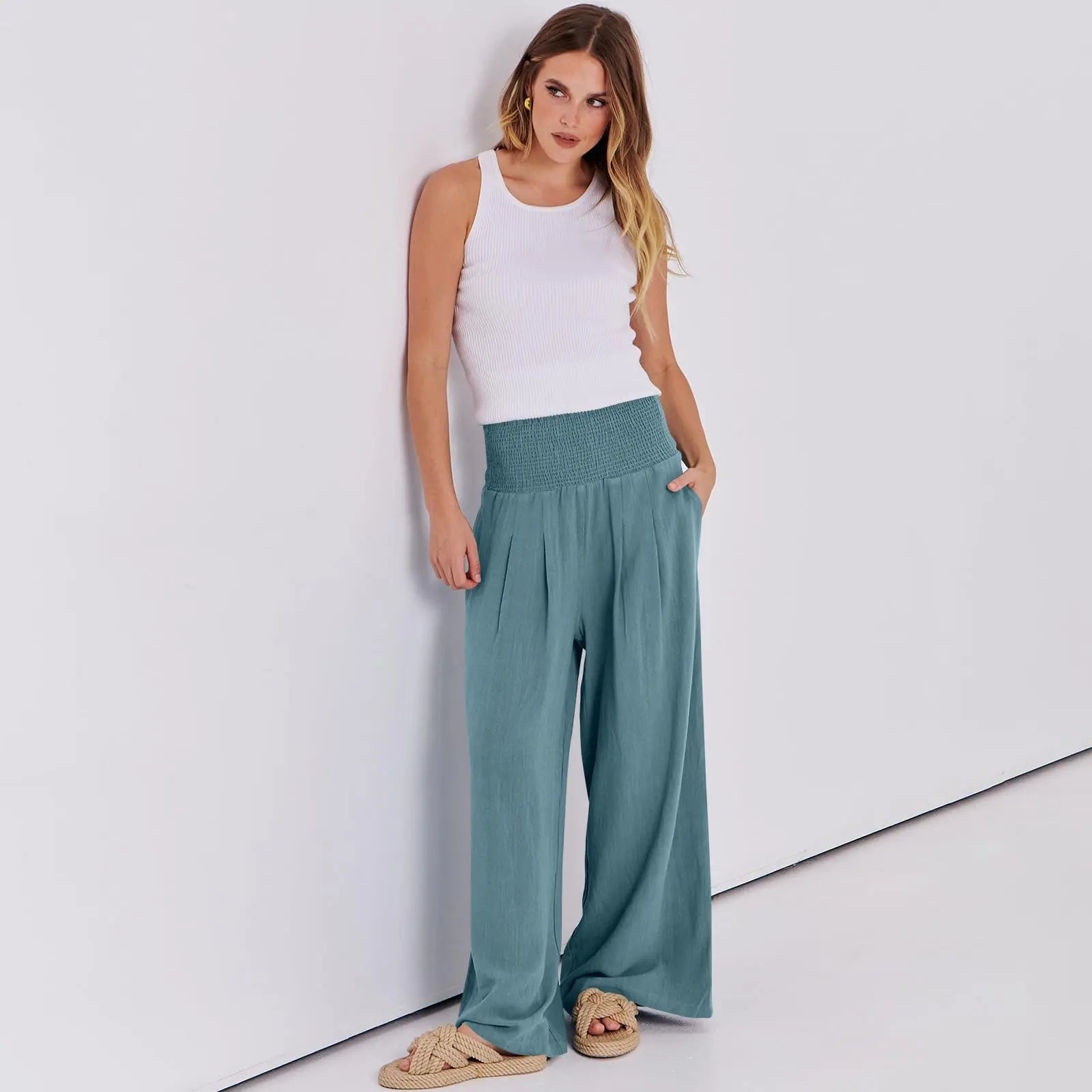 Women's Linen Wide Leg Palazzo Pants - image 3