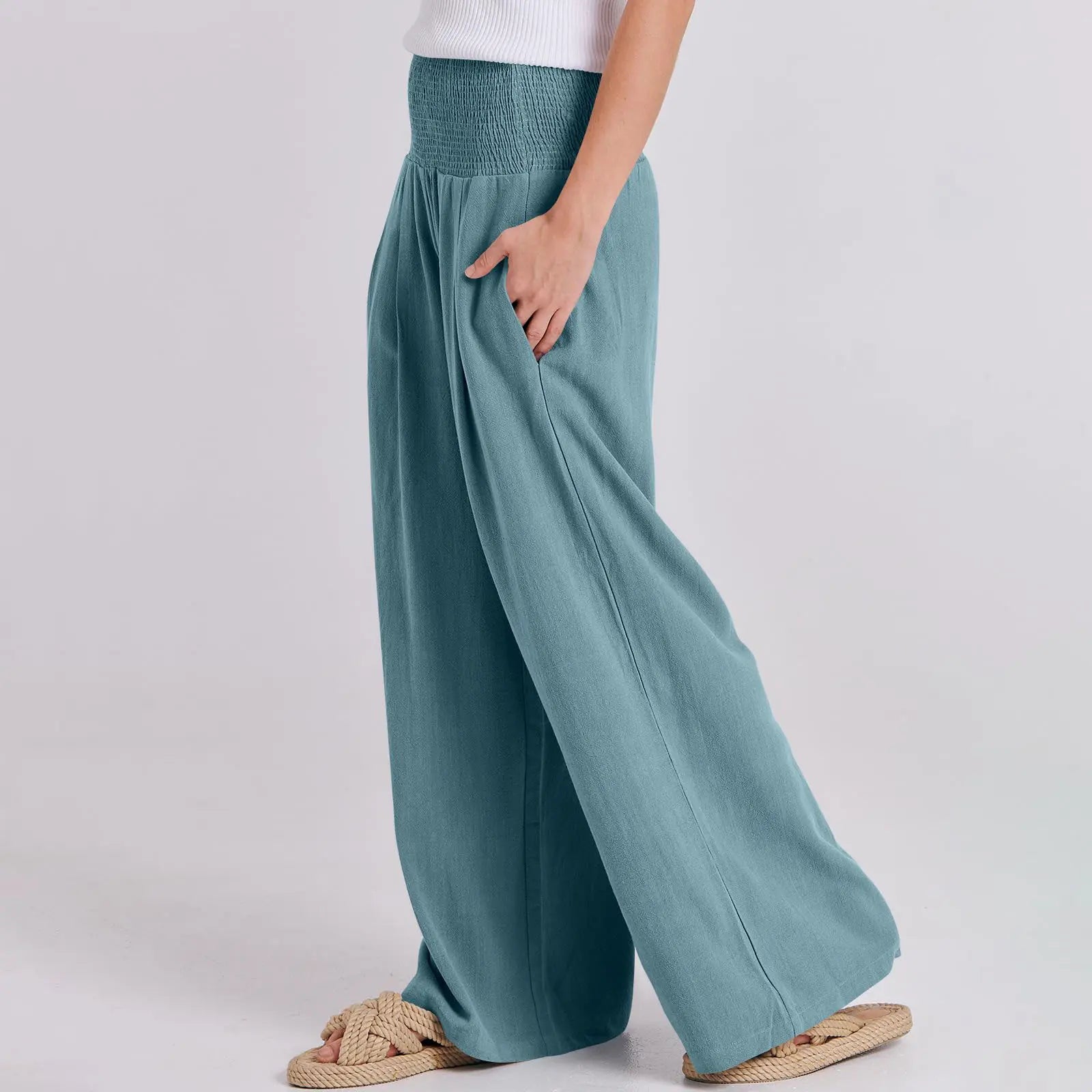 Women's Linen Wide Leg Palazzo Pants - image 5