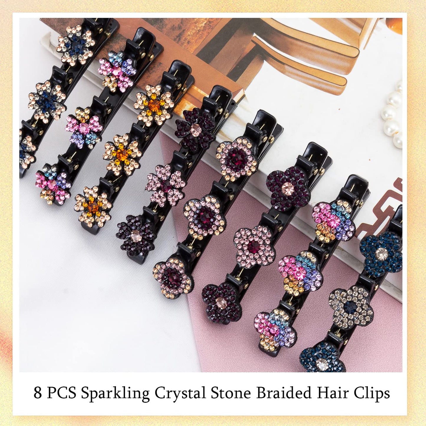 Sparkling Clover and Flower Hair Clips – 4 Pack – product image 2