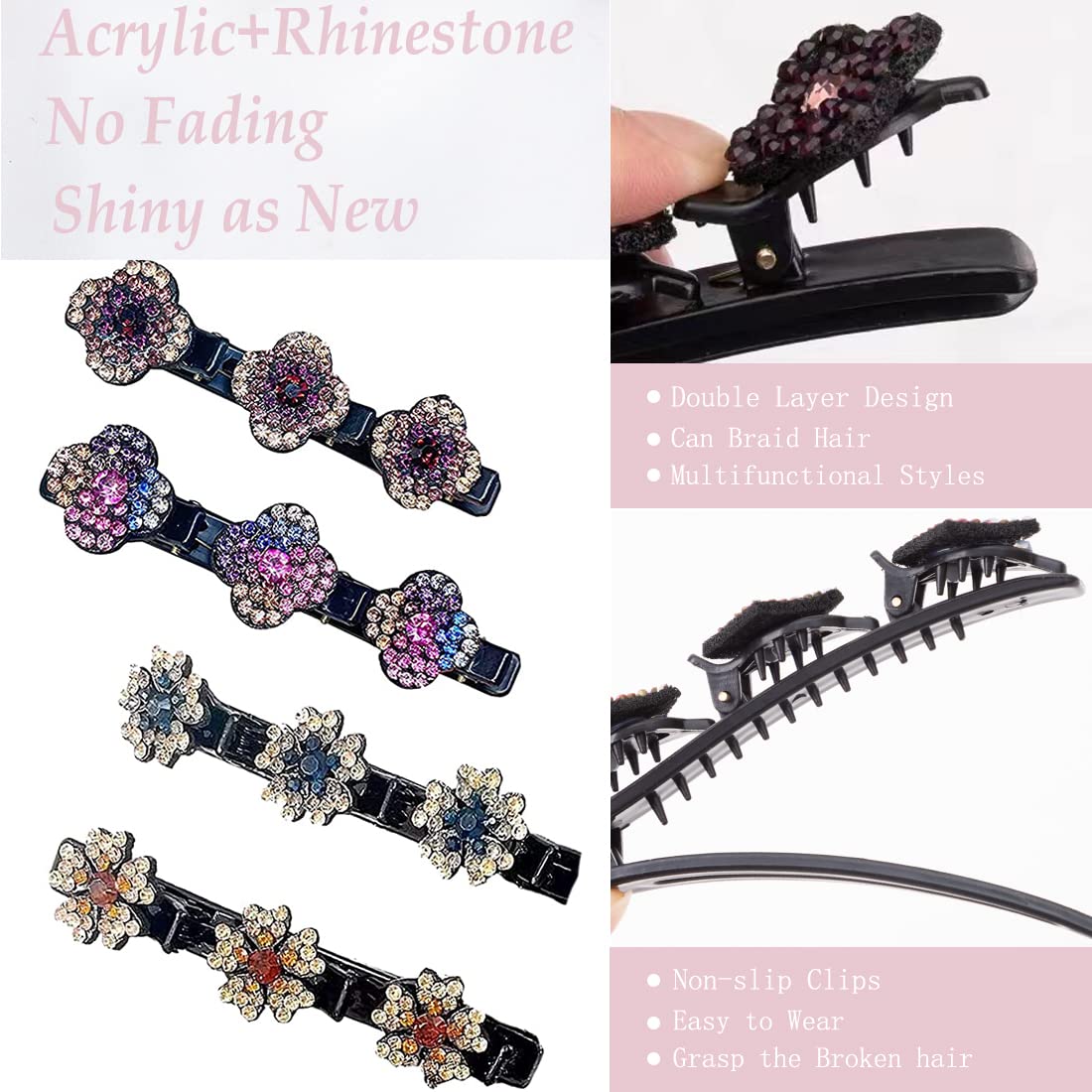 Sparkling Clover and Flower Hair Clips – 4 Pack – product image 3