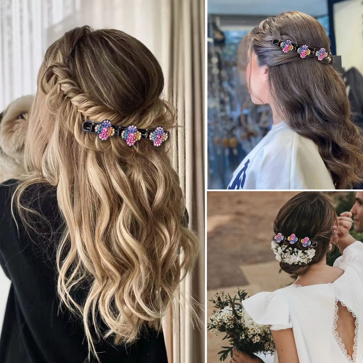 Sparkling Clover and Flower Hair Clips – 4 Pack – product image 4