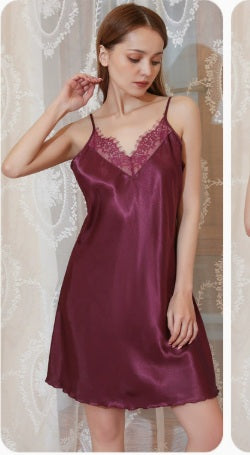 Lace-Trim Satin Slip Nightdress – product image 1