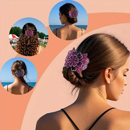 Vintage Crystal Flower Hair Clips – Set of 3 – product image 2