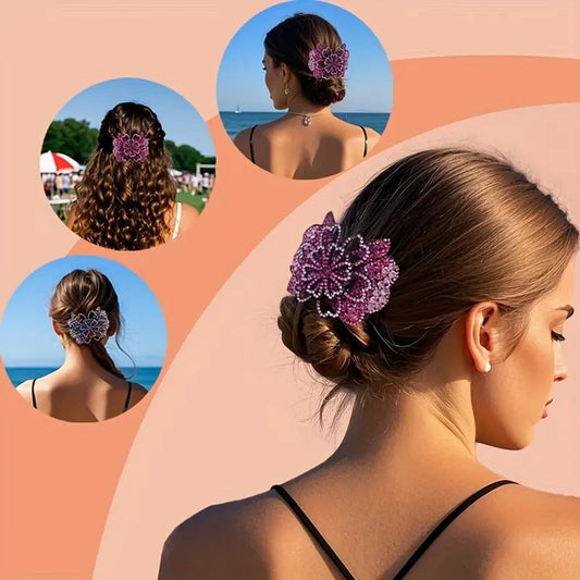 Vintage Crystal Flower Hair Clips – Set of 3 – product image 2