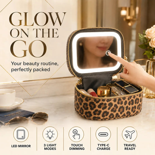 Mini Makeup Bag with LED Lighted Mirror