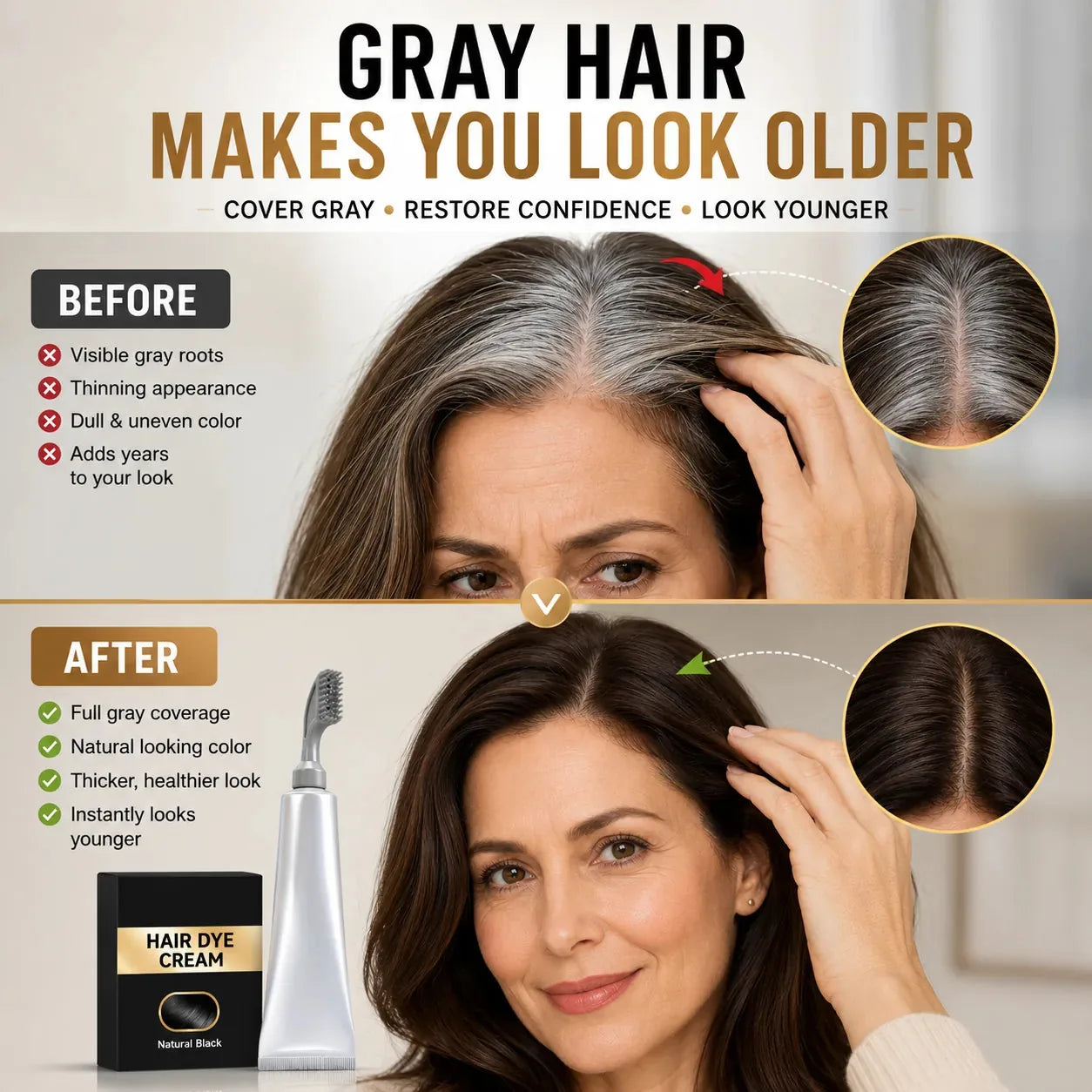 Instant Gray Coverage Hair Dye Comb – 80g – product image 2