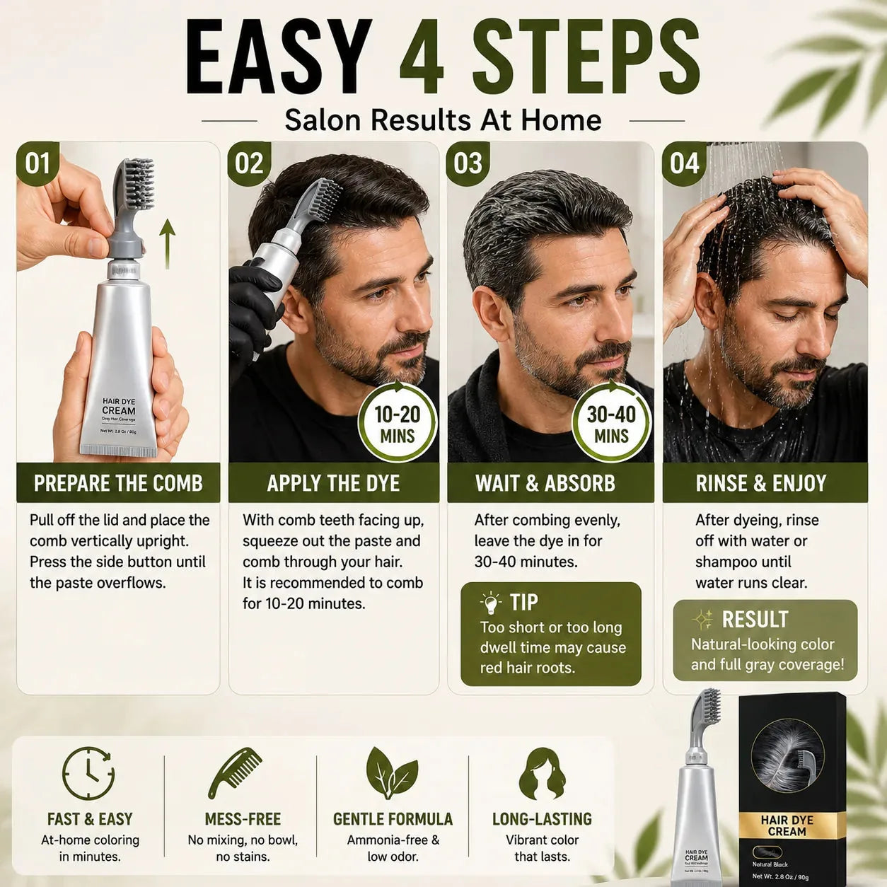 Instant Gray Coverage Hair Dye Comb – 80g – product image 6