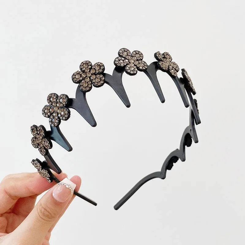 Rhinestone Wavy Headband Set – 4 Pieces