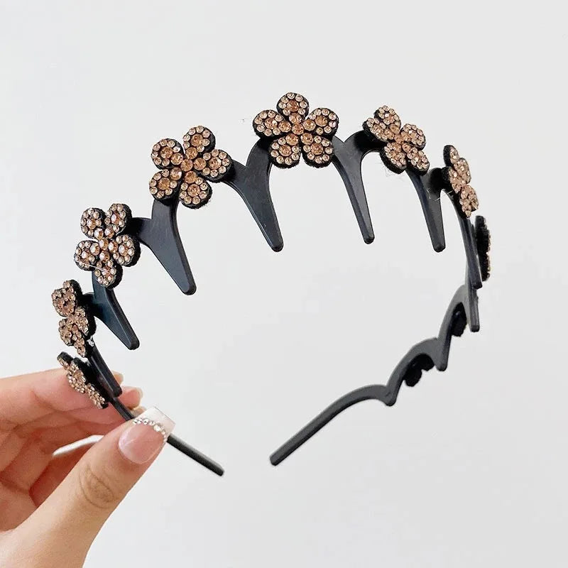 Rhinestone Wavy Headband Set – 4 Pieces