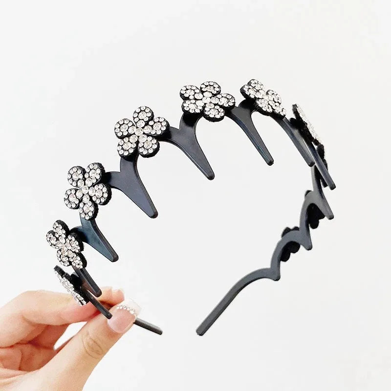 Rhinestone Wavy Headband Set – 4 Pieces