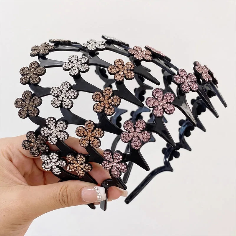 Rhinestone Wavy Headband Set – 4 Pieces