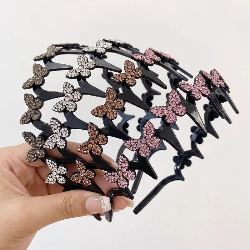 Rhinestone Wavy Headband Set – 4 Pieces