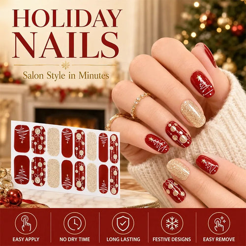 Glow-in-the-Dark Christmas Nail Sticker Set – 7 Sheets