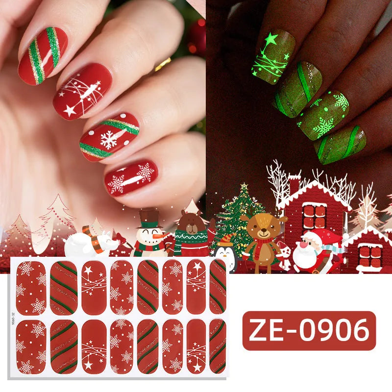 Glow-in-the-Dark Christmas Nail Sticker Set – 7 Sheets