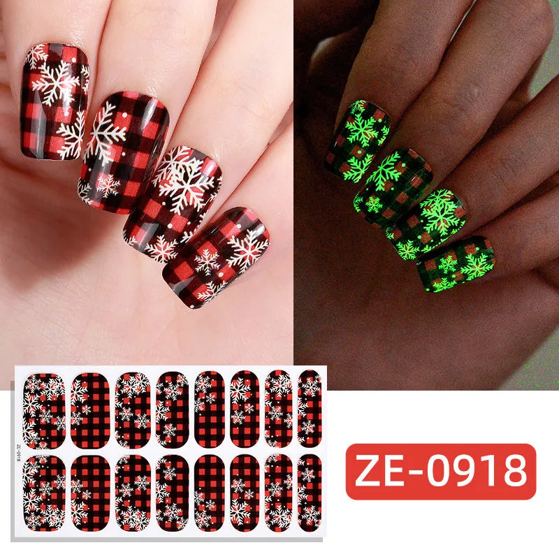 Glow-in-the-Dark Christmas Nail Sticker Set – 7 Sheets