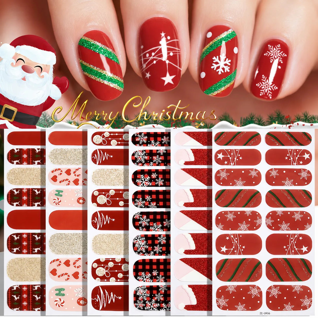 Glow-in-the-Dark Christmas Nail Sticker Set – 7 Sheets