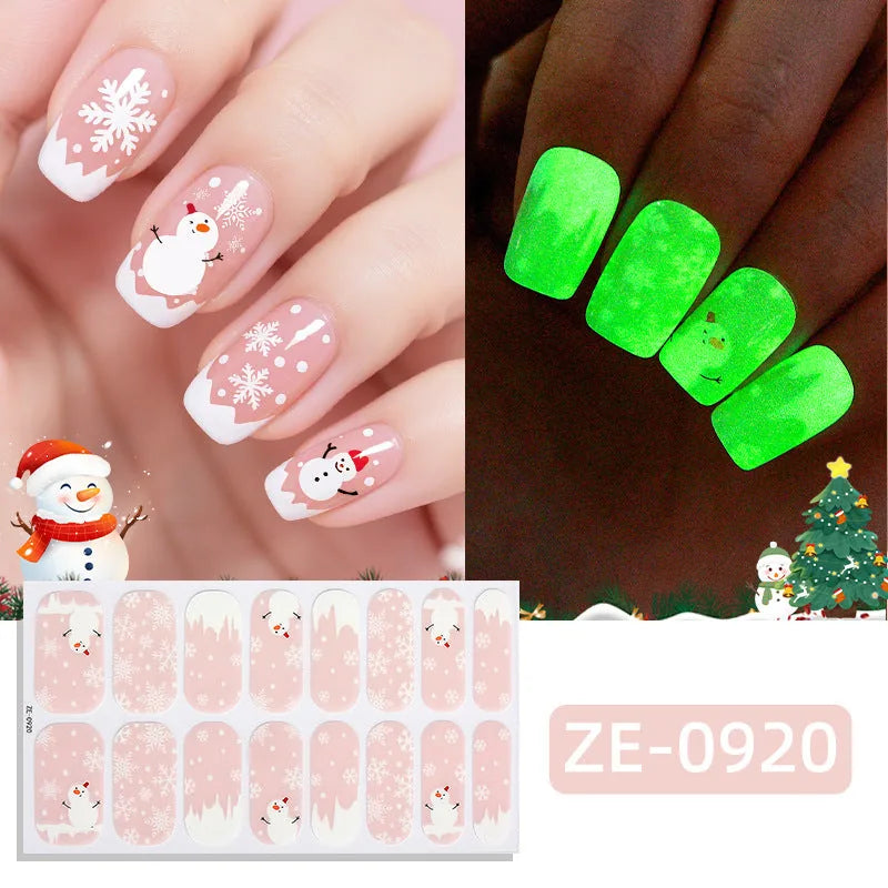 Glow-in-the-Dark Christmas Nail Sticker Set – 7 Sheets