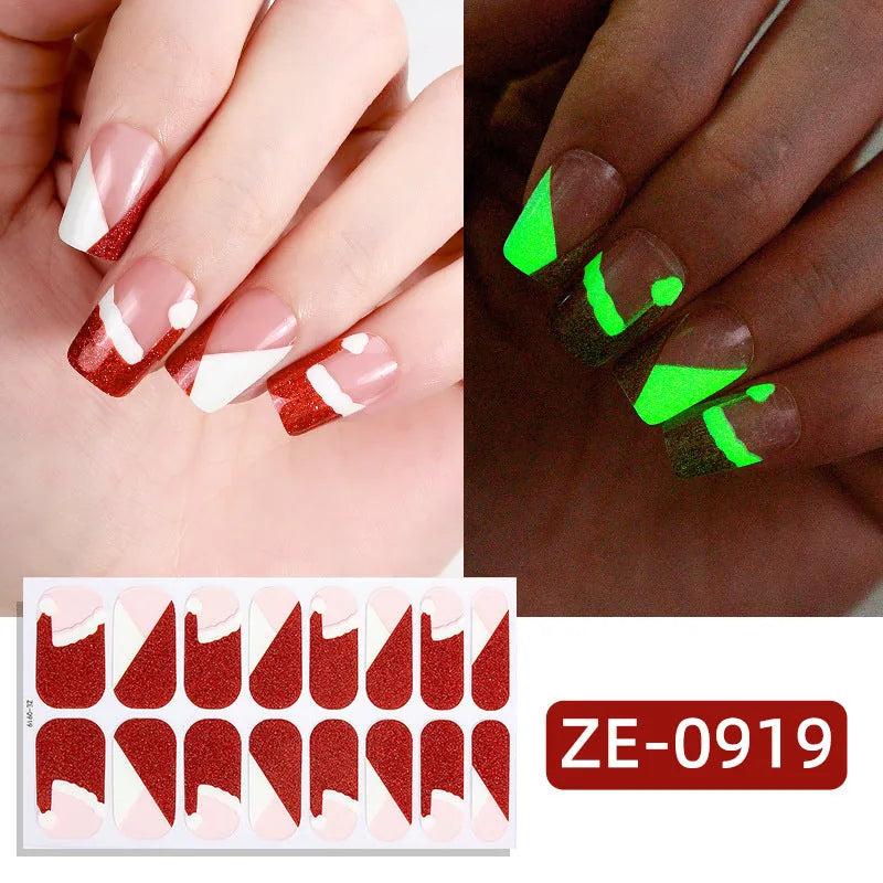 Glow-in-the-Dark Christmas Nail Sticker Set – 7 Sheets