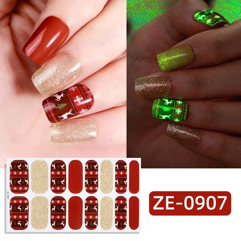 Glow-in-the-Dark Christmas Nail Sticker Set – 7 Sheets