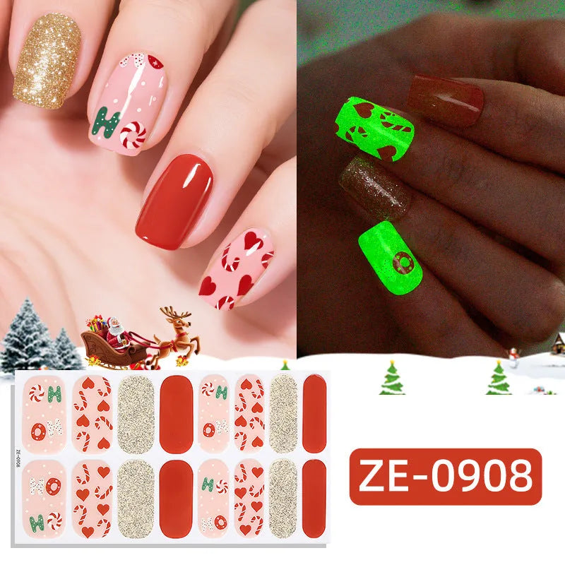 Glow-in-the-Dark Christmas Nail Sticker Set – 7 Sheets