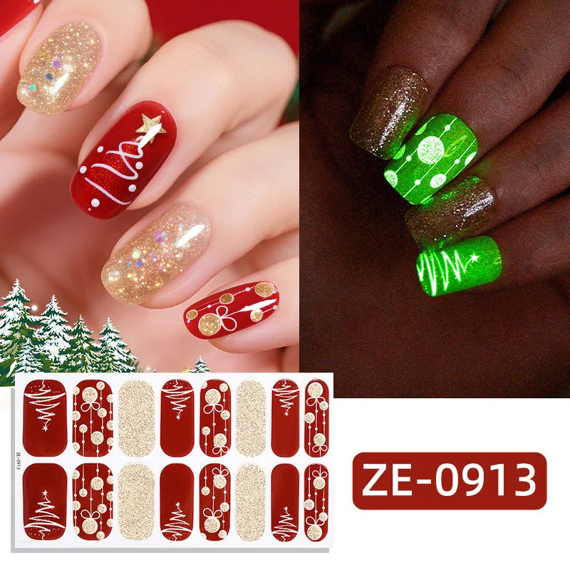 Glow-in-the-Dark Christmas Nail Sticker Set – 7 Sheets