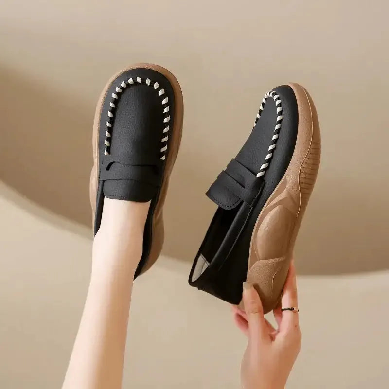 Women's Platform Leather Loafers with Cushioned Sole – product image 1