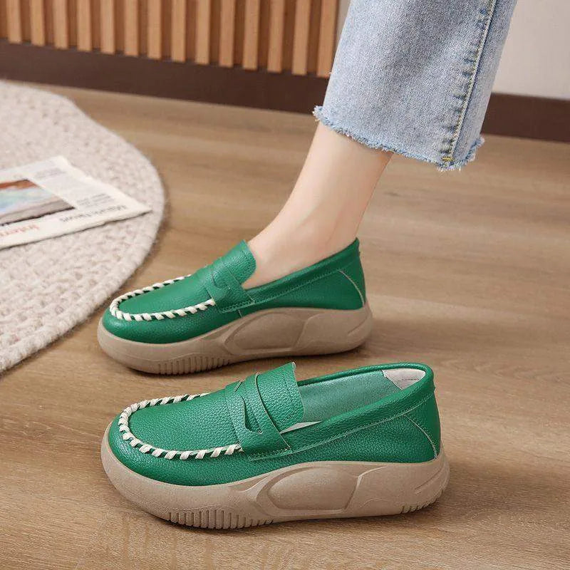 Women's Platform Leather Loafers with Cushioned Sole – product image 2