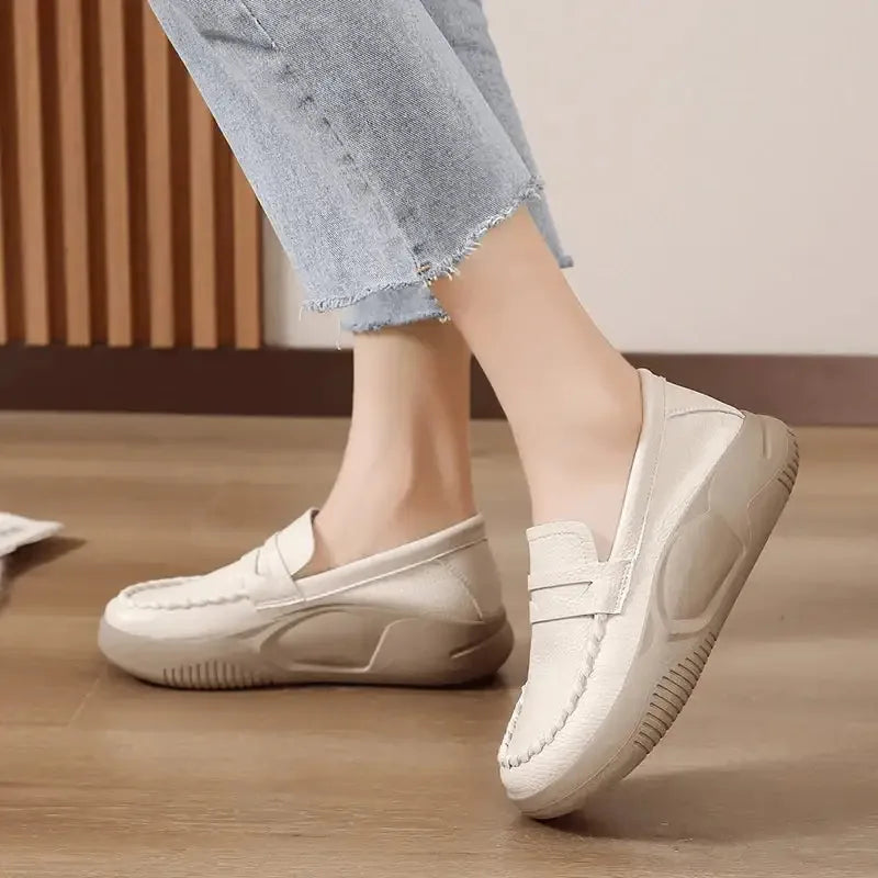 Women's Platform Leather Loafers with Cushioned Sole – product image 4