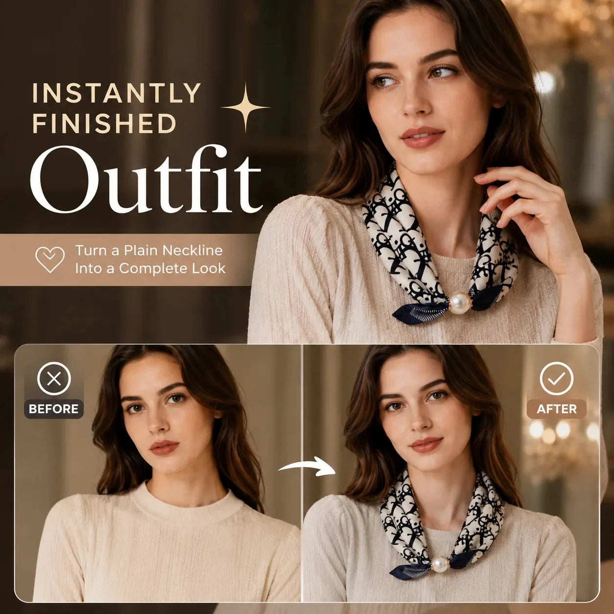 Pearl-Ring Pull-Through Scarf Necklace – product image 4